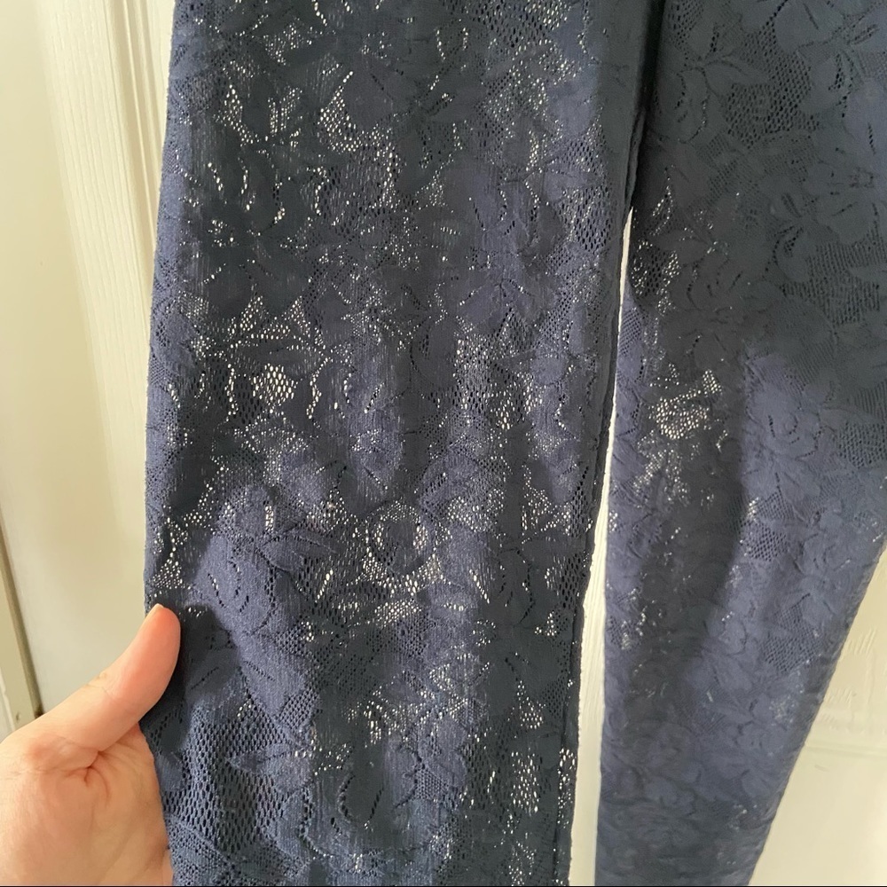 RUEHL NO.925 navy lace mesh ankle stretch leggings size medium - Picture 5 of 14